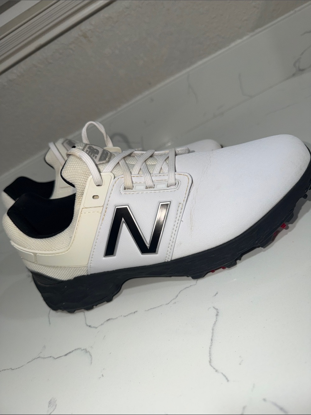 New Balance Men’s White Golf Shoes with Black Details